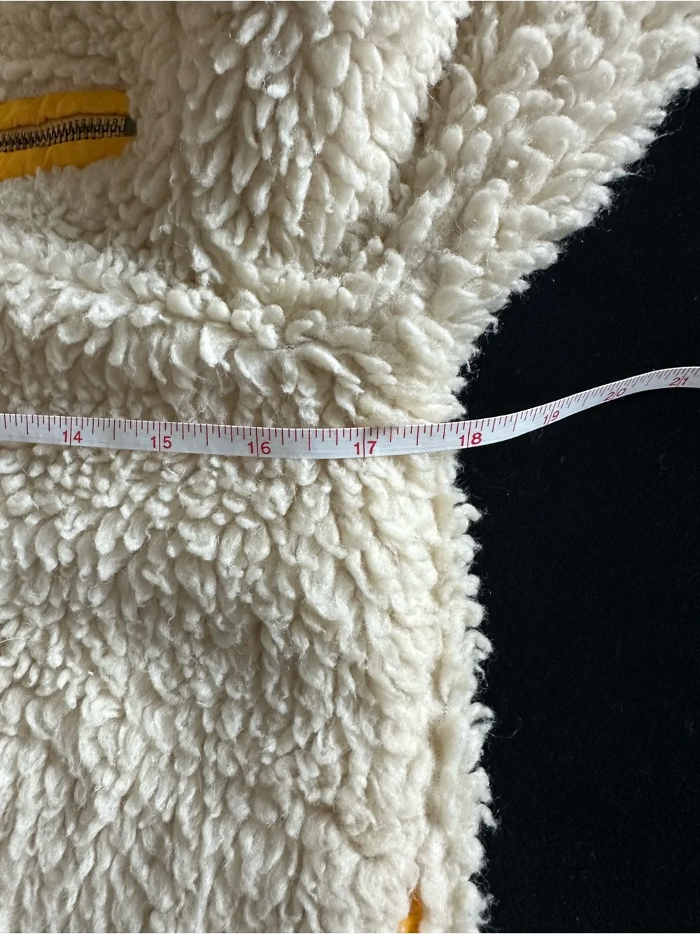 Tory Burch Cream Yellow Faux Sherpa Jacket with Yellow Trim XS